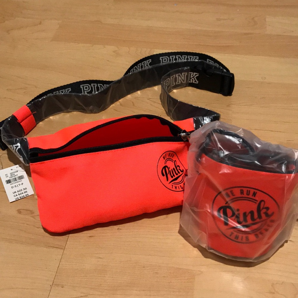 Pink Neon Orange Fanny Pack with Drink Cooler